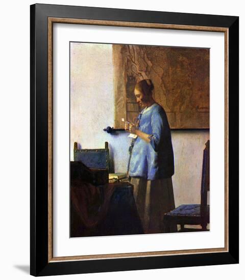 Woman in Blue Reading-Johannes Vermeer-Framed Giclee Print