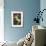 Woman in Blue Slip-null-Framed Art Print displayed on a wall