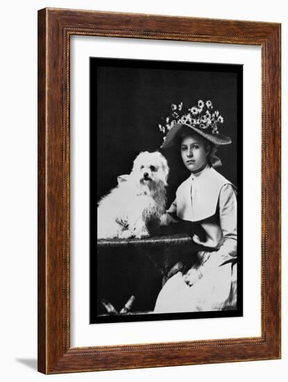 Woman in Bonnet with Maltese Terrier-null-Framed Art Print