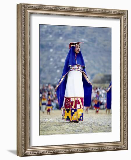 Woman in Costume for Inti Raimi Festival of the Incas, Cusco, Peru-Jim Zuckerman-Framed Photographic Print