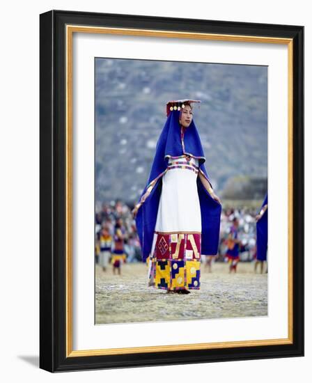 Woman in Costume for Inti Raimi Festival of the Incas, Cusco, Peru-Jim Zuckerman-Framed Photographic Print