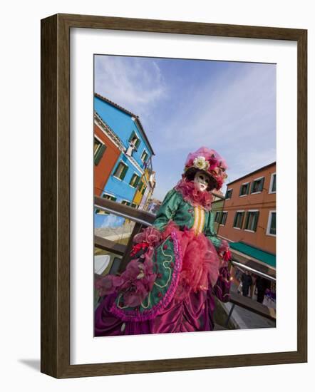 Woman in Costume For the Annual Carnival Festival, Burano Island, Venice, Italy-Jim Zuckerman-Framed Photographic Print