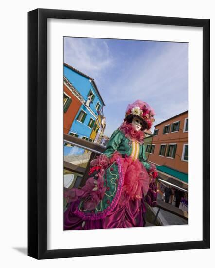 Woman in Costume For the Annual Carnival Festival, Burano Island, Venice, Italy-Jim Zuckerman-Framed Photographic Print