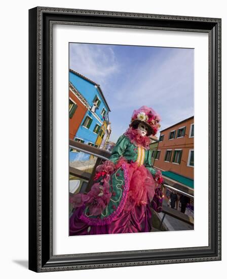 Woman in Costume For the Annual Carnival Festival, Burano Island, Venice, Italy-Jim Zuckerman-Framed Photographic Print