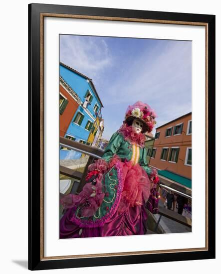 Woman in Costume For the Annual Carnival Festival, Burano Island, Venice, Italy-Jim Zuckerman-Framed Photographic Print