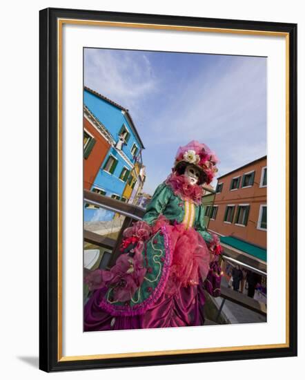Woman in Costume For the Annual Carnival Festival, Burano Island, Venice, Italy-Jim Zuckerman-Framed Photographic Print