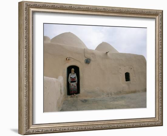 Woman in Doorway of a 200 Year Old Beehive House in the Desert, Ebla Area, Syria, Middle East-Alison Wright-Framed Photographic Print