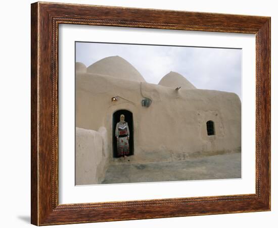 Woman in Doorway of a 200 Year Old Beehive House in the Desert, Ebla Area, Syria, Middle East-Alison Wright-Framed Photographic Print