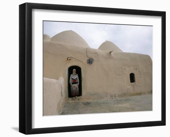 Woman in Doorway of a 200 Year Old Beehive House in the Desert, Ebla Area, Syria, Middle East-Alison Wright-Framed Photographic Print