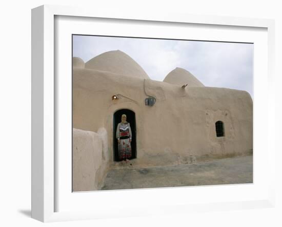 Woman in Doorway of a 200 Year Old Beehive House in the Desert, Ebla Area, Syria, Middle East-Alison Wright-Framed Photographic Print