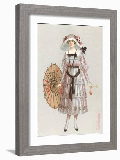 Woman in Droopy Hat, Fashion Illustration-null-Framed Art Print