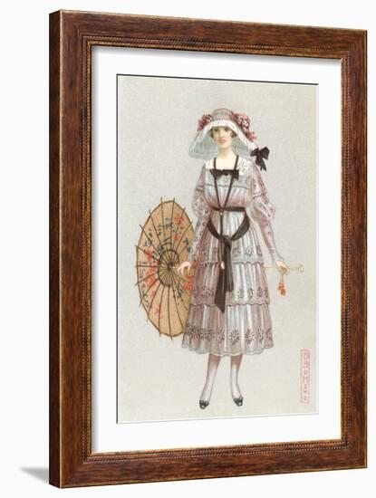 Woman in Droopy Hat, Fashion Illustration-null-Framed Art Print