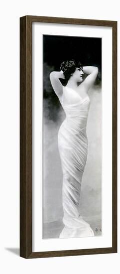 Woman in evening dress, early 1900s postcard-French School-Framed Photographic Print