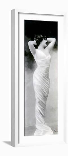 Woman in evening dress, early 1900s postcard-French School-Framed Photographic Print