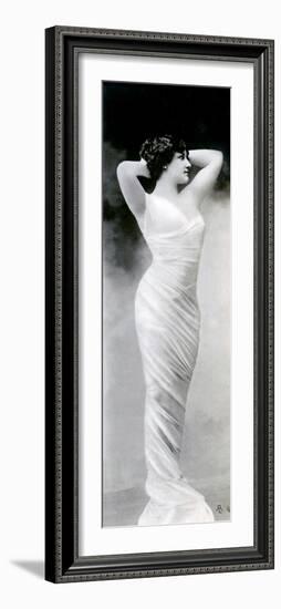 Woman in evening dress, early 1900s postcard-French School-Framed Photographic Print