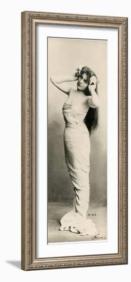 Woman in evening dress,retro postcard-French School-Framed Photographic Print