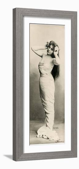 Woman in evening dress,retro postcard-French School-Framed Photographic Print