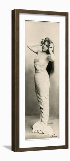 Woman in evening dress,retro postcard-French School-Framed Photographic Print