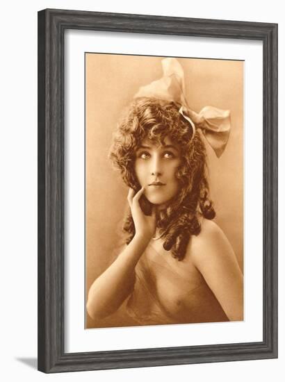 Woman in Filmy Wrap with Bow-null-Framed Art Print