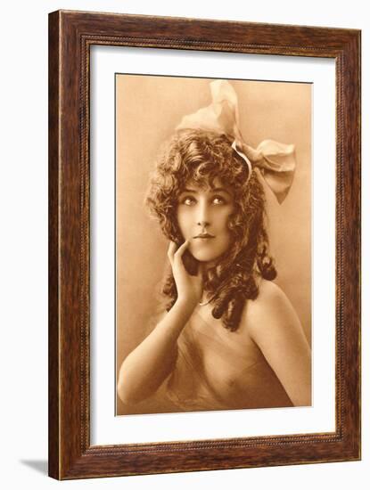 Woman in Filmy Wrap with Bow-null-Framed Art Print