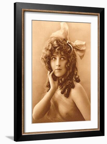 Woman in Filmy Wrap with Bow-null-Framed Art Print