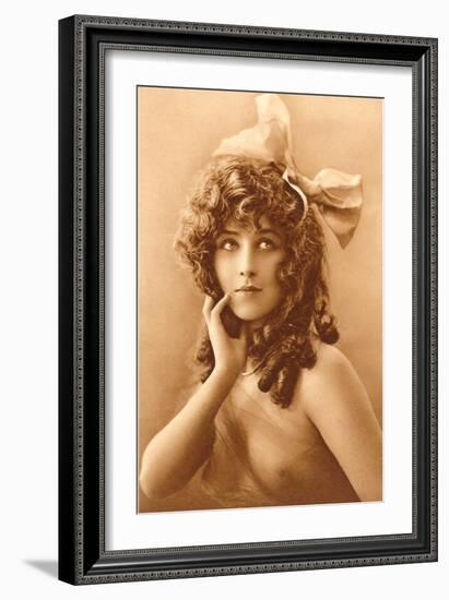 Woman in Filmy Wrap with Bow-null-Framed Art Print