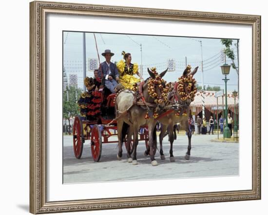 Woman in Flamenco Dress in Parade at Feria de Abril, Sevilla, Spain-Merrill Images-Framed Photographic Print