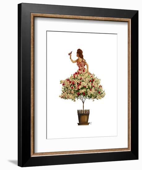 Woman in Floral Dress-Fab Funky-Framed Art Print
