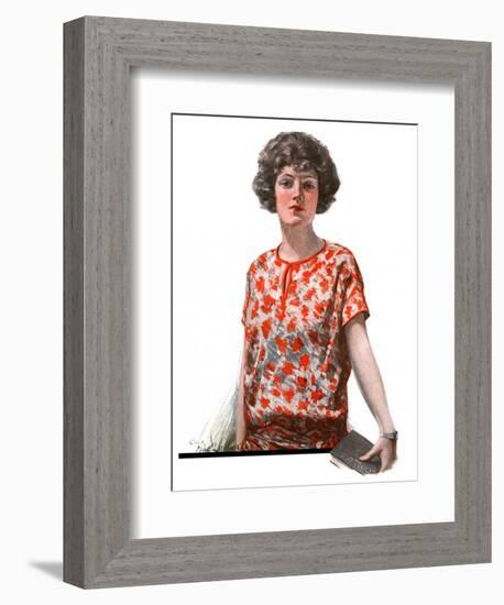 "Woman in Floral Print,"January 27, 1923-Charles A. MacLellan-Framed Giclee Print