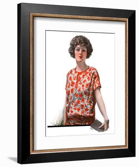 "Woman in Floral Print,"January 27, 1923-Charles A. MacLellan-Framed Giclee Print