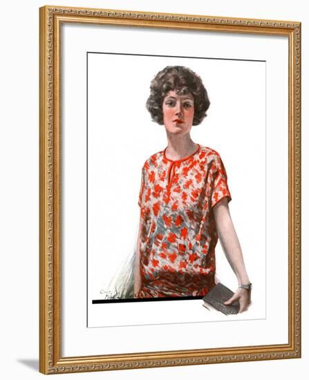 "Woman in Floral Print,"January 27, 1923-Charles A. MacLellan-Framed Giclee Print