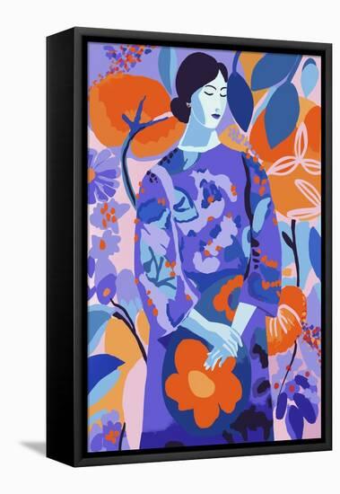 Woman in Flower Garden-Treechild-Framed Premier Image Canvas