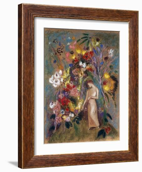 Woman in Flowers, 1904-Odilon Redon-Framed Giclee Print