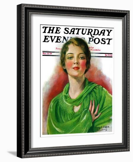 "Woman in Green," Saturday Evening Post Cover, March 23, 1929-William Haskell Coffin-Framed Giclee Print