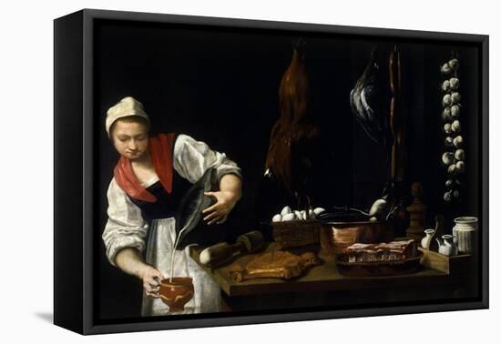 Woman in Kitchen-null-Framed Premier Image Canvas