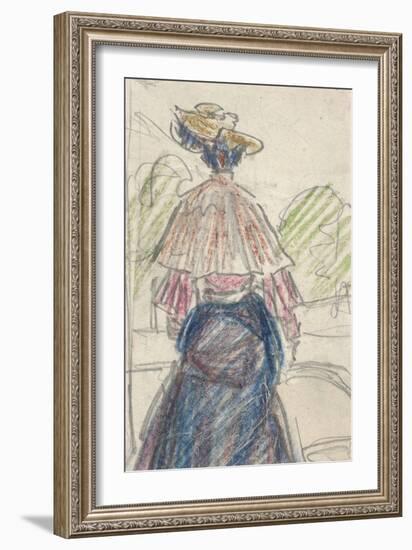 Woman in Landscape Seen from behind (Pencil and Crayon on Paper)-Ernst Ludwig Kirchner-Framed Giclee Print