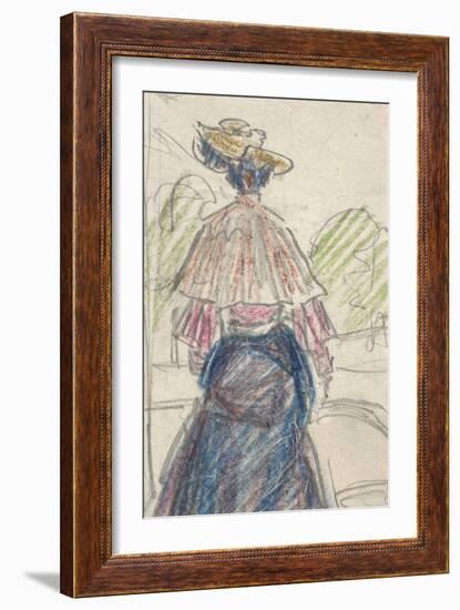 Woman in Landscape Seen from behind (Pencil and Crayon on Paper)-Ernst Ludwig Kirchner-Framed Giclee Print