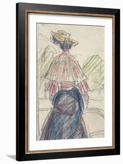 Woman in Landscape Seen from behind (Pencil and Crayon on Paper)-Ernst Ludwig Kirchner-Framed Giclee Print