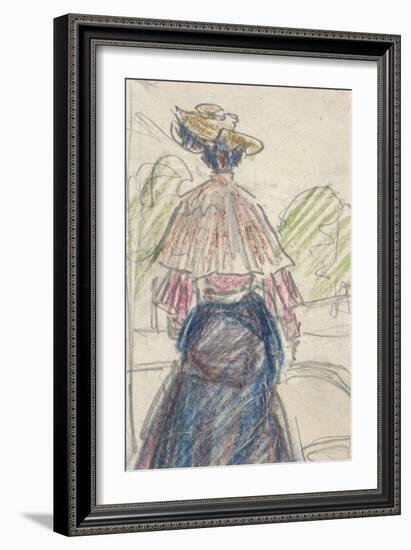 Woman in Landscape Seen from behind (Pencil and Crayon on Paper)-Ernst Ludwig Kirchner-Framed Giclee Print