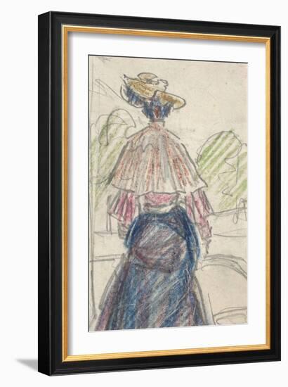 Woman in Landscape Seen from behind (Pencil and Crayon on Paper)-Ernst Ludwig Kirchner-Framed Giclee Print