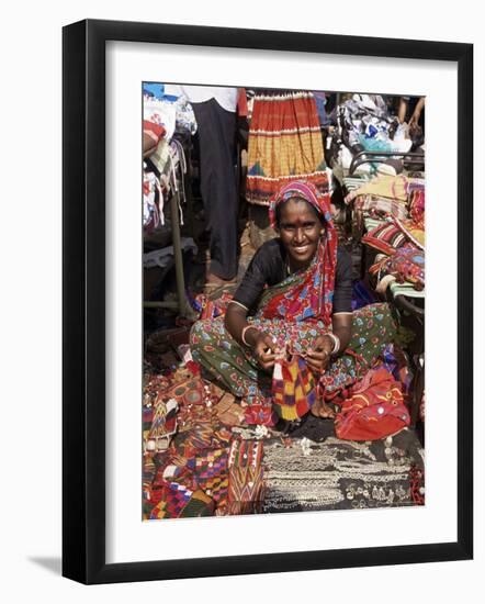 Woman in Market, Mapusa, Goa, India-Michael Short-Framed Photographic Print