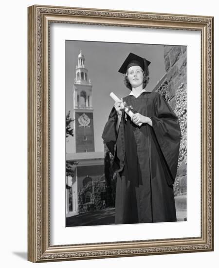 Woman in Mortarboard and Gown-Philip Gendreau-Framed Photographic Print