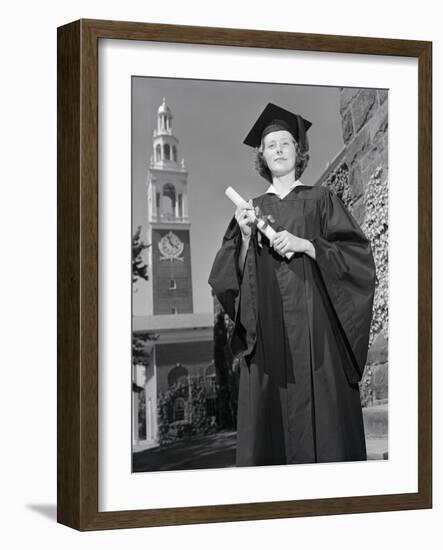 Woman in Mortarboard and Gown-Philip Gendreau-Framed Photographic Print