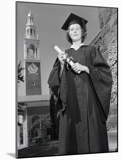 Woman in Mortarboard and Gown-Philip Gendreau-Mounted Photographic Print