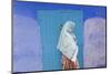 Woman in Narrow Lane Chefchaouen, Morocco-Peter Adams-Mounted Photographic Print