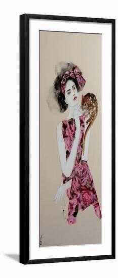 Woman in Pink Dress and Spotted Quoll, 2016-Susan Adams-Framed Giclee Print