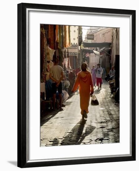 Woman in Pink, Medina Souk, Marrakech, Morocco, North Africa, Africa-Charles Bowman-Framed Photographic Print