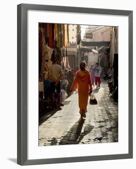 Woman in Pink, Medina Souk, Marrakech, Morocco, North Africa, Africa-Charles Bowman-Framed Photographic Print