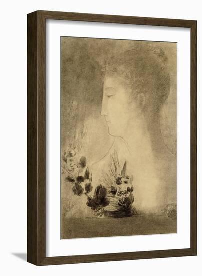 Woman in profile with a Laurel Wreath-Odilon Redon-Framed Giclee Print