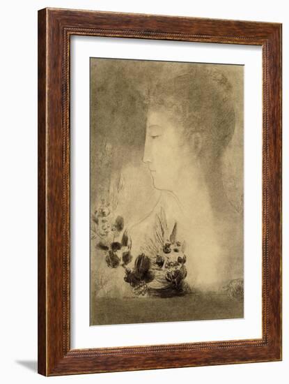 Woman in profile with a Laurel Wreath-Odilon Redon-Framed Giclee Print